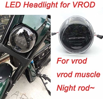 1 stück Schwarz LED Scheinwerfer Für D avidson VRSCA V-Rod Muscle VRod Nacht Rod Special (Schwarz) - 4